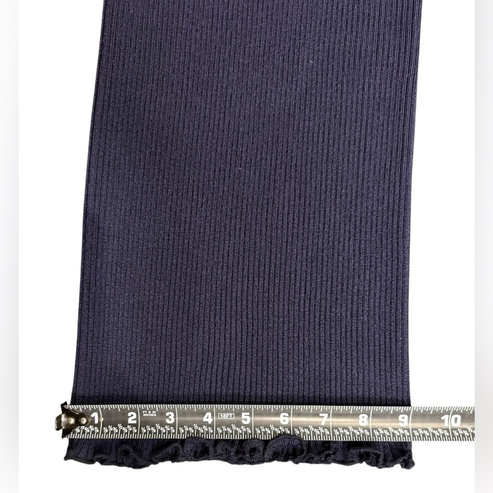 THE ROW Carmine knit long pants w/ ruffle hem Navy Blue | Size large Silk Cotton - Picture 12 of 13